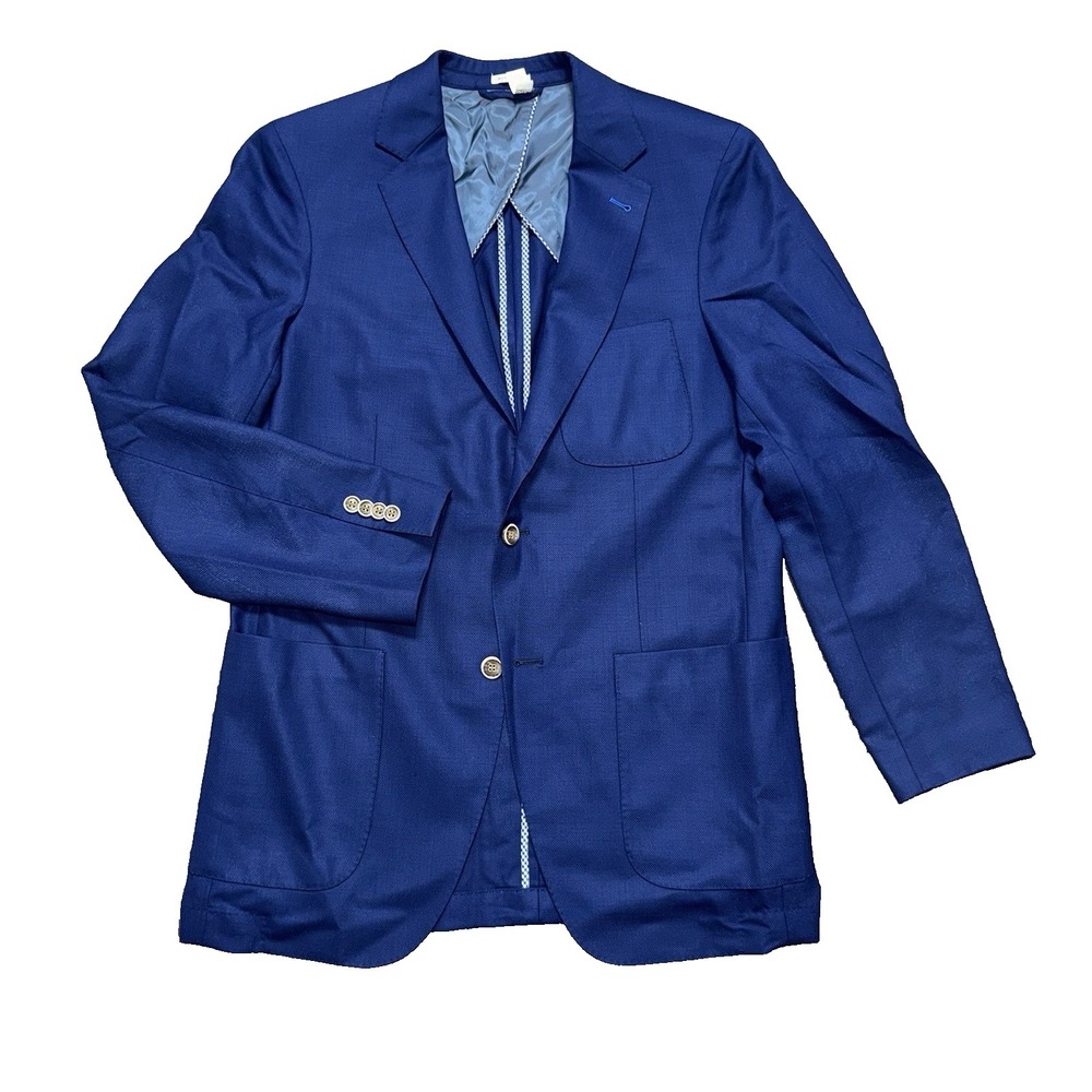 Peter Millar Men's Navy Blue 100% Wool Sport Jacket Blazer 2 Button Size Small